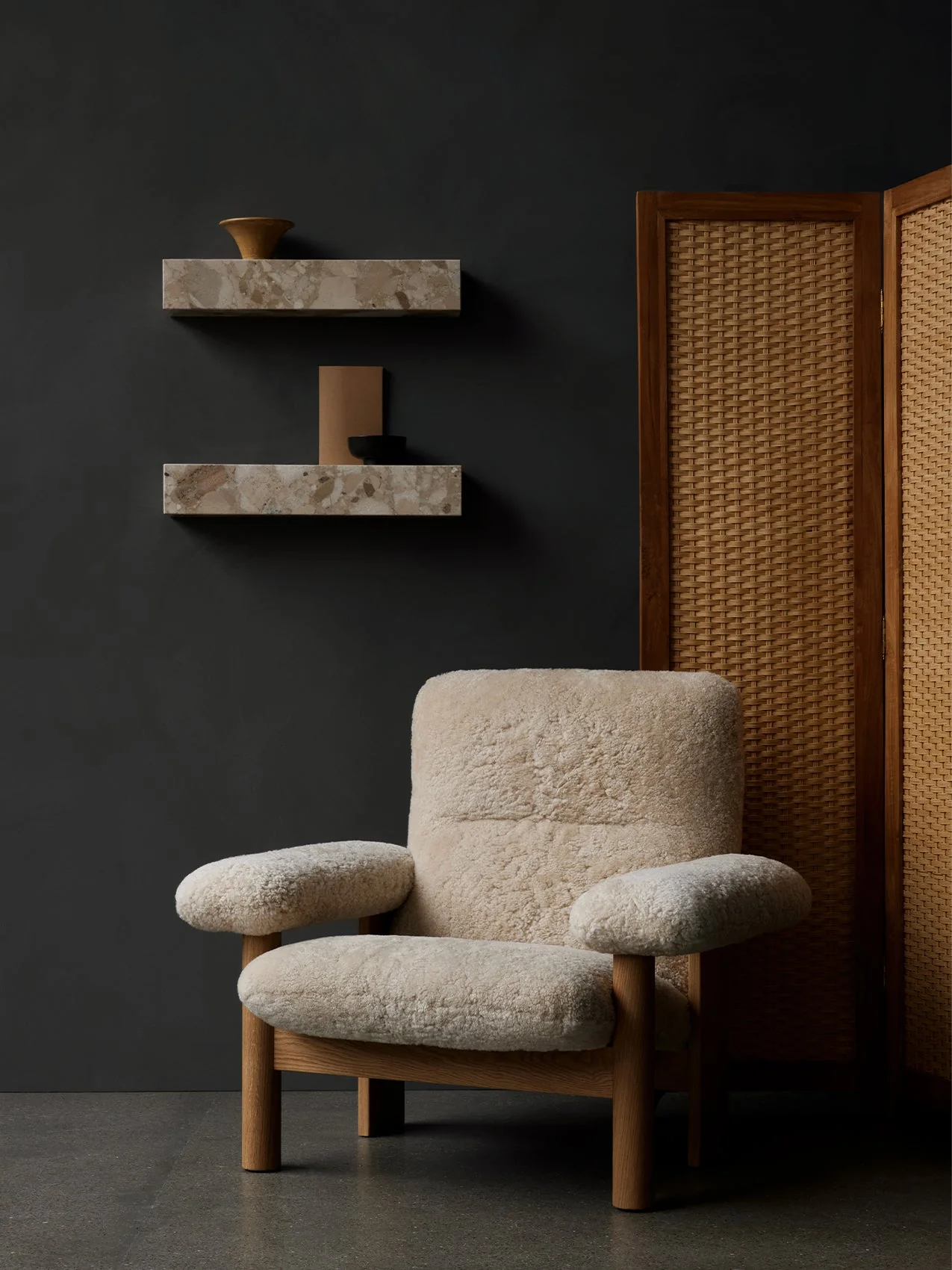 Minimalist Marble & Stone Wall Shelf with Horizontal or Vertical Display for Living Room & Hallway