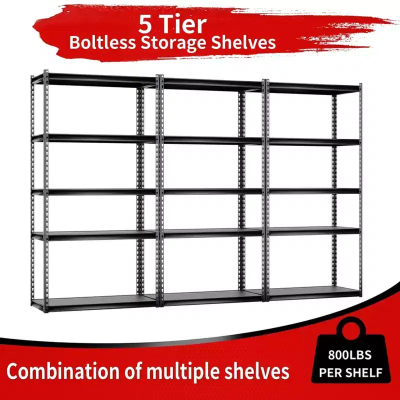 Atlas Shelving 5-Tier 36"x18"x72" 4000lbs Steel Boltless Shelving with laminate Deck Dark Gray