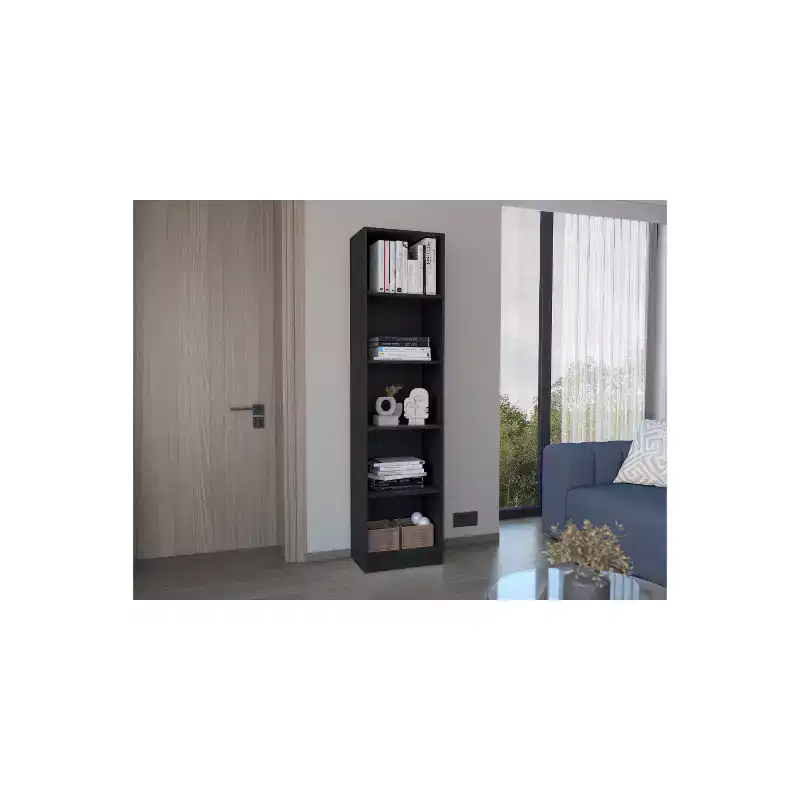 HomeStock 59.1 H. elm Finish 30% Recycled Paper Ladder Bookshelves 3 with Tier Shelves