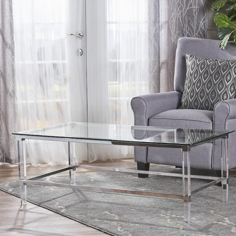 Modern Rectangle Glass Coffee Table 26L x 48W x 18H