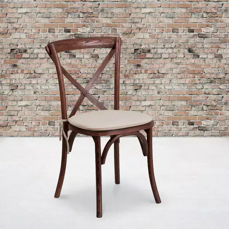 Emma and Oliver Stackable Wood Cross Back Dining Chair with Cushion