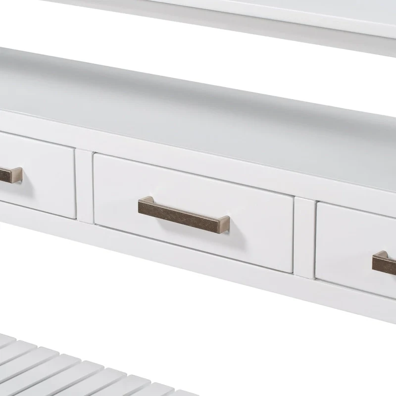 62.2 Modern Console Table with 4 Drawers and 2 Shelves