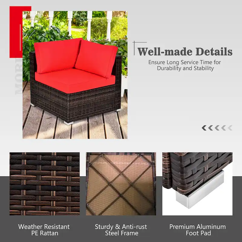 Costway 7PCS Patio Rattan Furniture Set 30 Fire Pit Table Cover - See Details