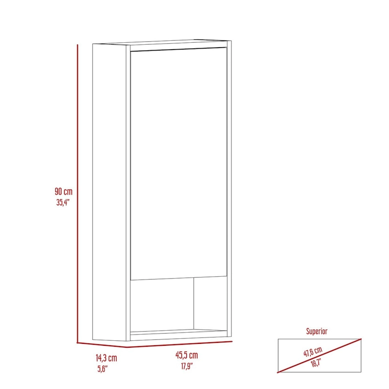 Medicine Cabinet Irvine, One External Shelf, White Finish,High quality and durable