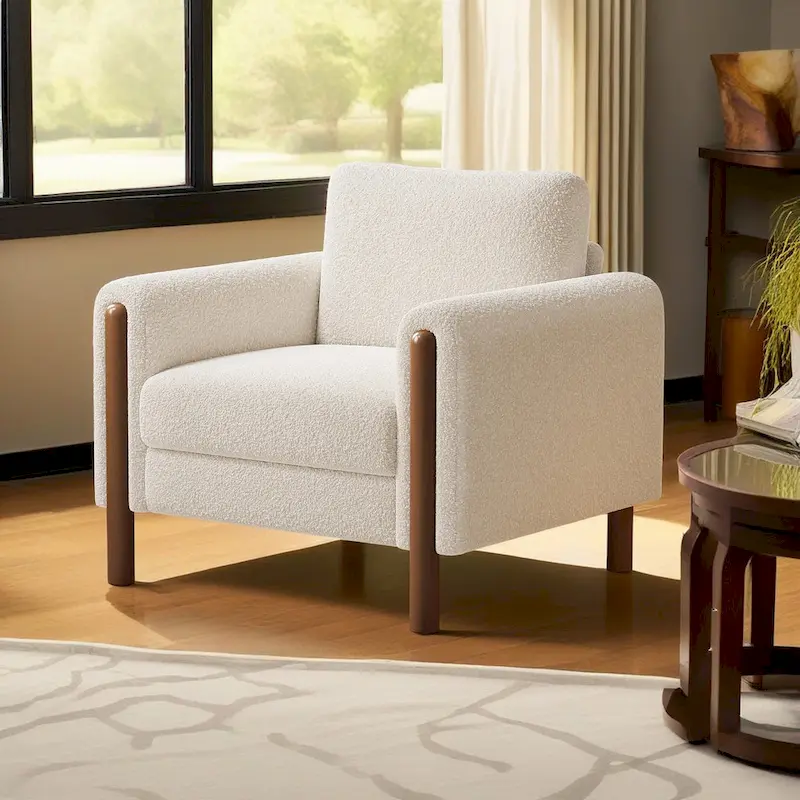 Maloa Upholstered Oversized Teddy Accent Chair with Walnut Legs by Christopher Knight Home