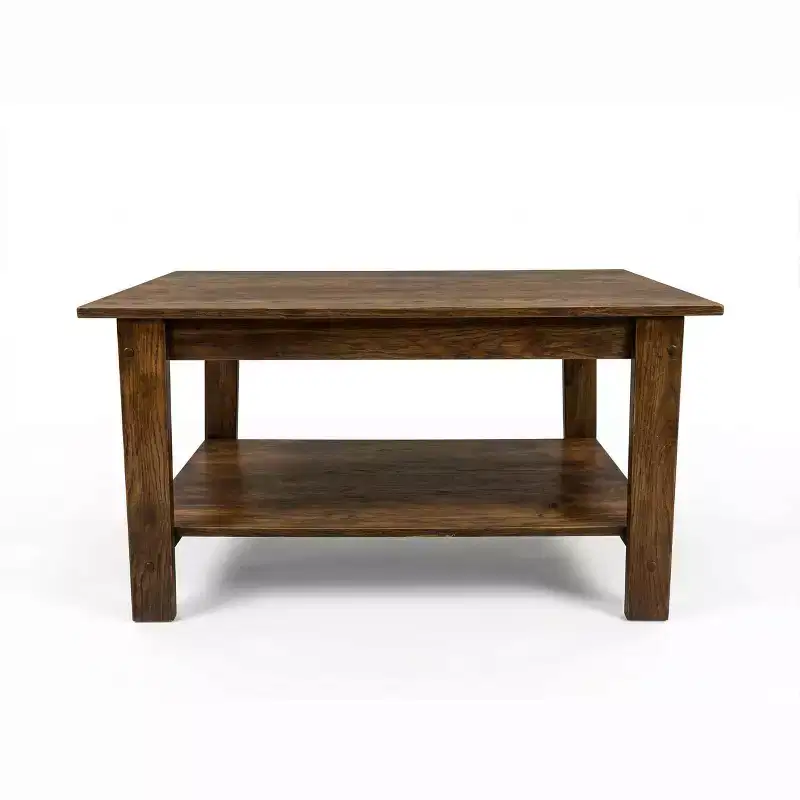 Acekool Small Space Rectangular 2 Tier Coffee Table, Wood Particleboard Center Table with Storage Shelf, Modern Farmhouse Rustic, Assorted Colors