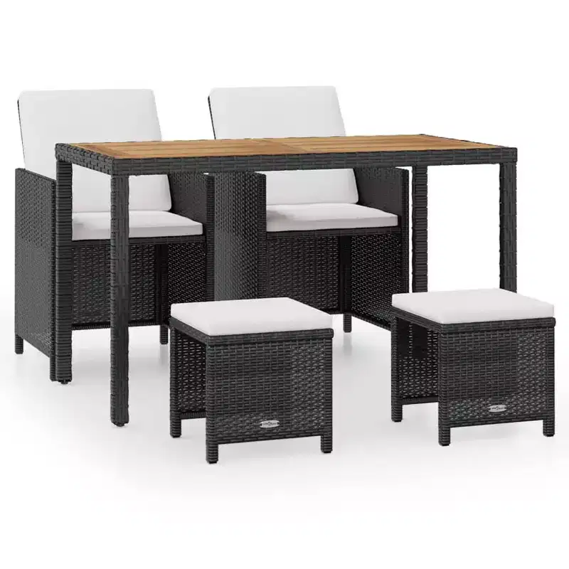 vidaXL Patio Dining Set Outdoor Table and Chair Poly Rattan and Acacia Wood