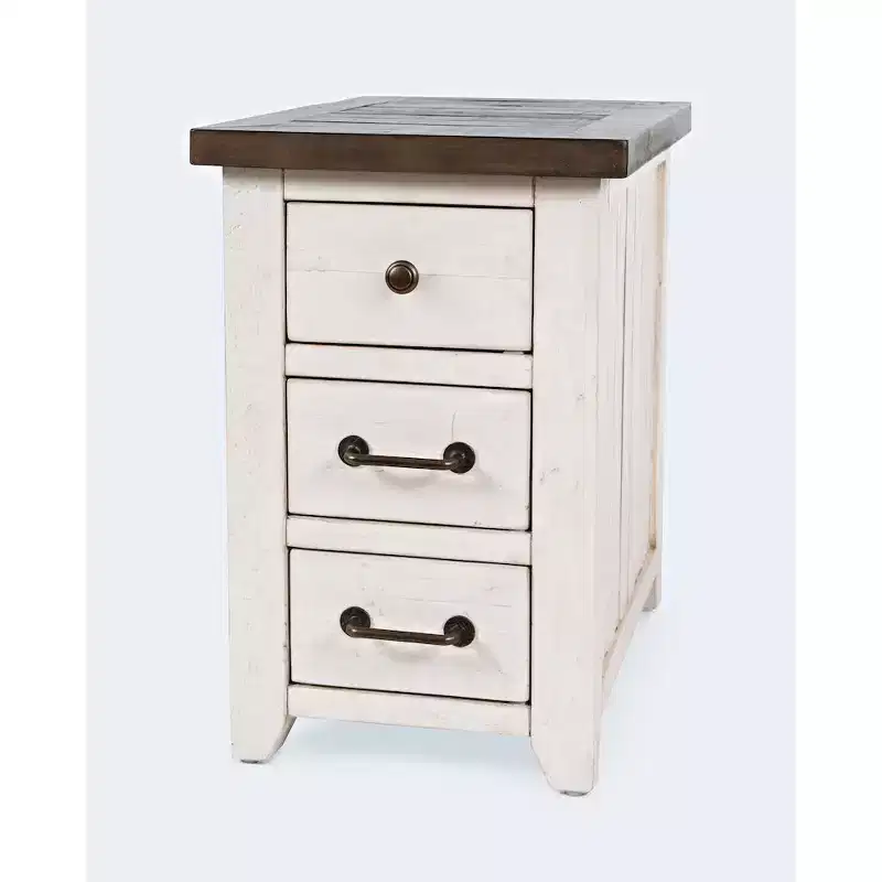 Jofran,Harris USB Charging Side Table- White Color