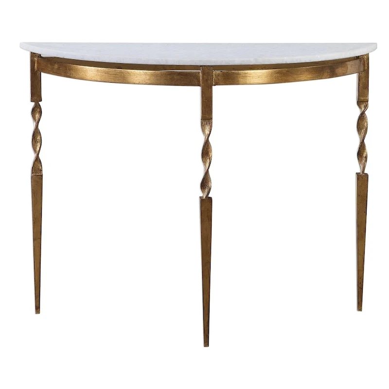 Gold Demilune Console Table