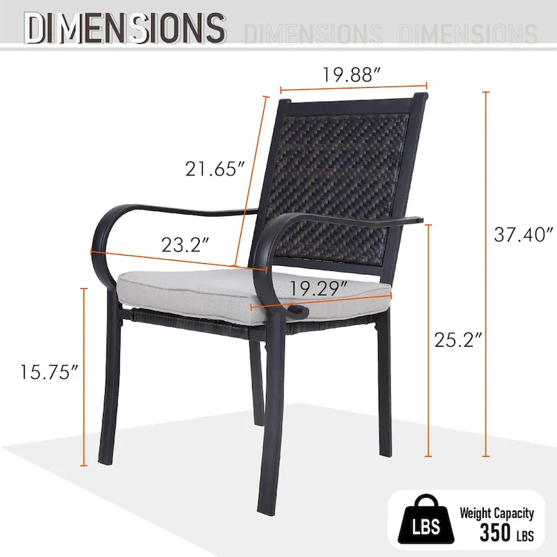 MAISON ARTS 7-piece Patio Dining Set, 6 Rattan Chairs with Cushion and 1 Table with Umbrella Hole - N/A