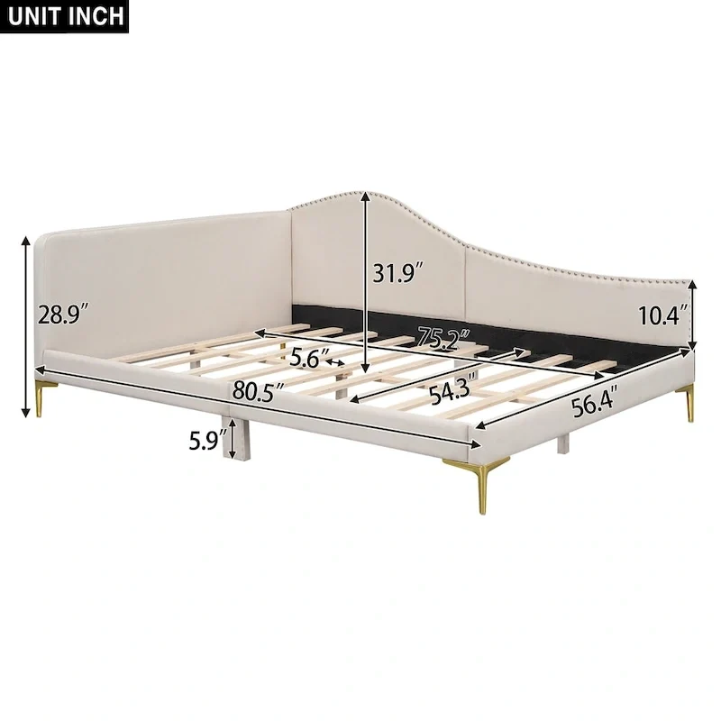 Upholstered Daybed with Guardrail and Headboard