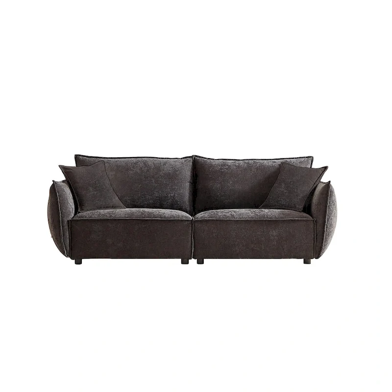 Linen 6-Seat Modular Sofa Set with 3+3 Seater Combo and Wooden Frame & 4 Pillows