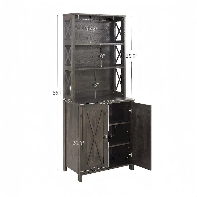 Coffee Bar Cabinet with Hollow Out Barn Design