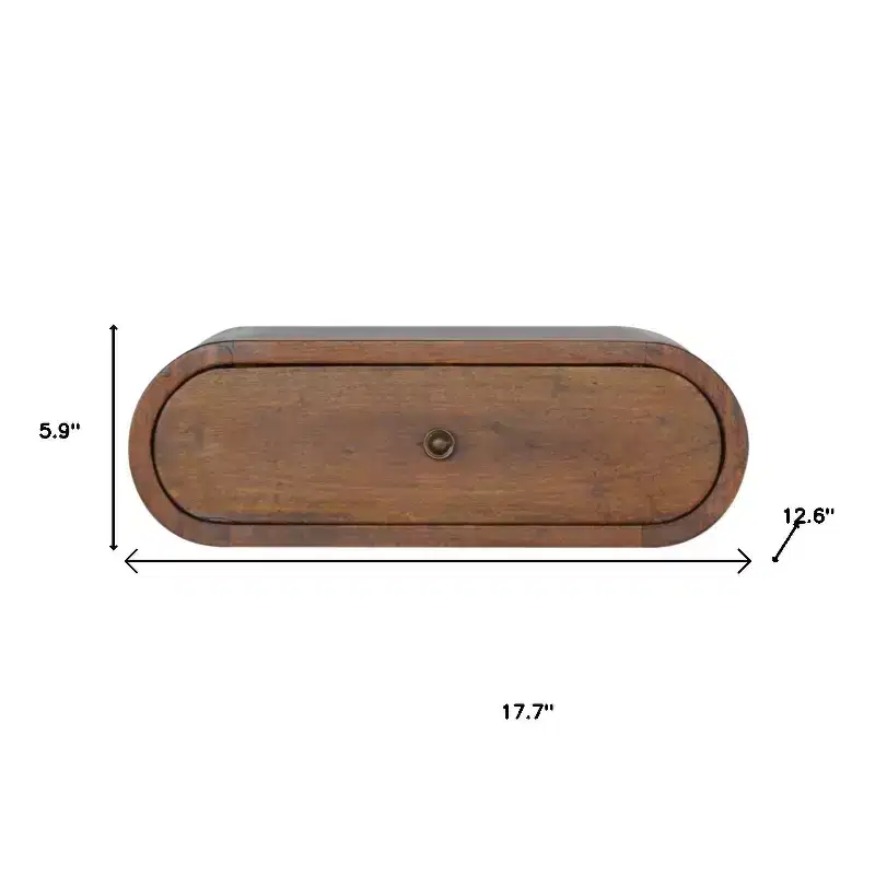 18 Chestnut Solid Wood Oval One Drawer Floating Nightstand