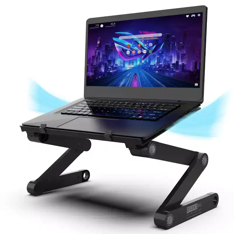 Adjustable Aluminum Laptop Stand for Desk & Bed, Foldable Height & Tilt