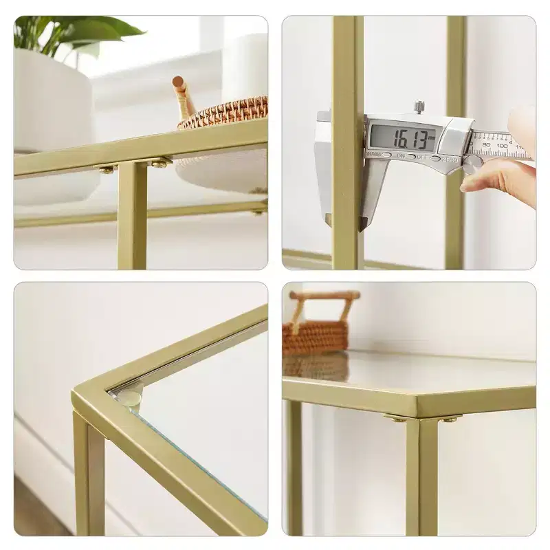 VASAGLE 51.2 Inch Console Table with 3 Shelves, Sofa Table, Entryway Table, Metal Frame, Tempered Glass Shelf, Modern Style