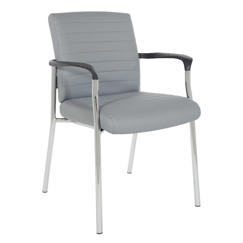 Guest Chair with Faux Leather and Chrome Frame