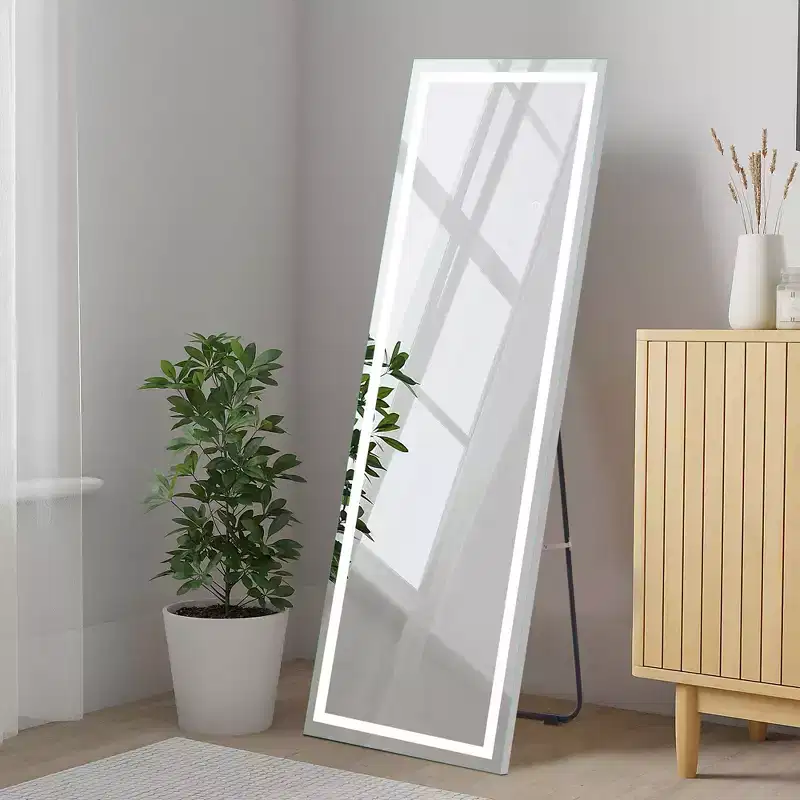 PexFix 63 in. W x 16 in. H Rectangular Vanity Mirror with Lights Wall Mirror in Silver
