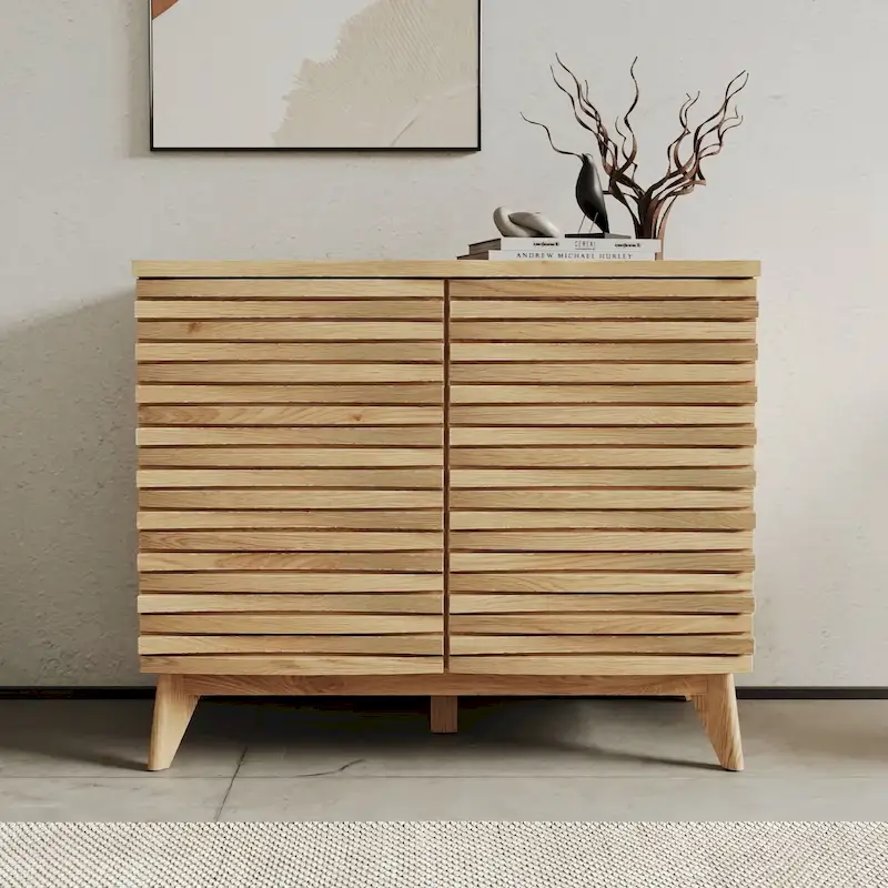 Zappa Oak Effect 2 Door Accent Cabinet Modern Storage