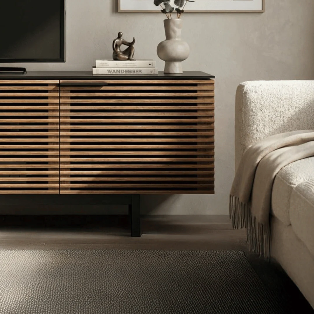 Modern Natural Walnut Entertainment Cabinet for Living Room