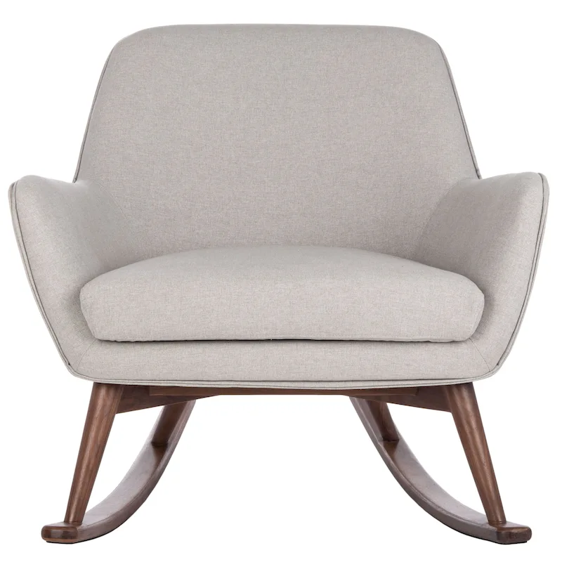 Mid-Century Rocking Chair, Light Grey / Oatmeal / Navy, Linen, 1-Seater