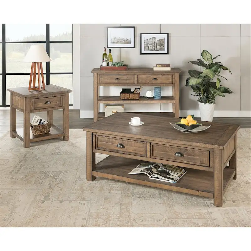 The Gray Barn Downington Solid Wood 2-Drawer Sofa Console Table