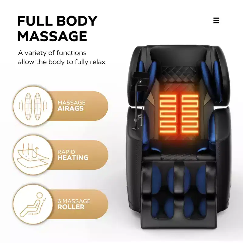 Massage Chair Recliner, Full Body Massage Chair With 5 Automatic Modes, 8 Fixed Rollers, Retractable Footstool Zero Gravity Massage Chair