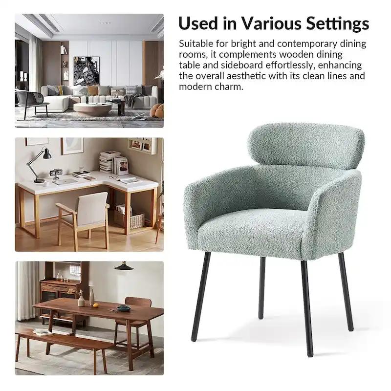 Amos Modern Boucle Dining Chair with Adjustment Feet Set of 2 by HULALA HOME