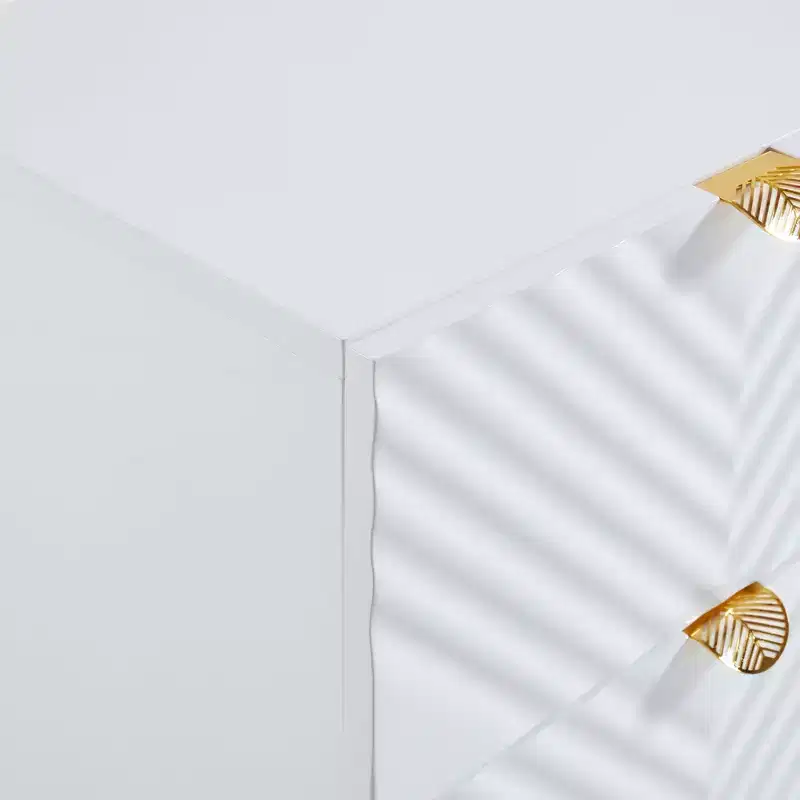 Probe Hues High Gloss Nightstand with 2 Drawer and Wave-pattern Detailing