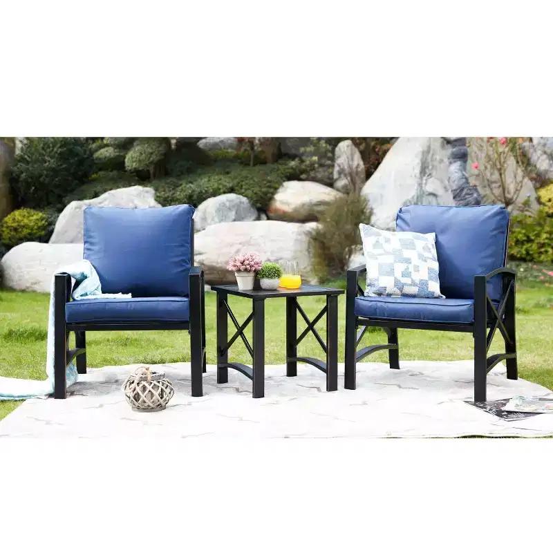 3pc Outdoor Metal Conversation Set with Cushions - Patio Festival