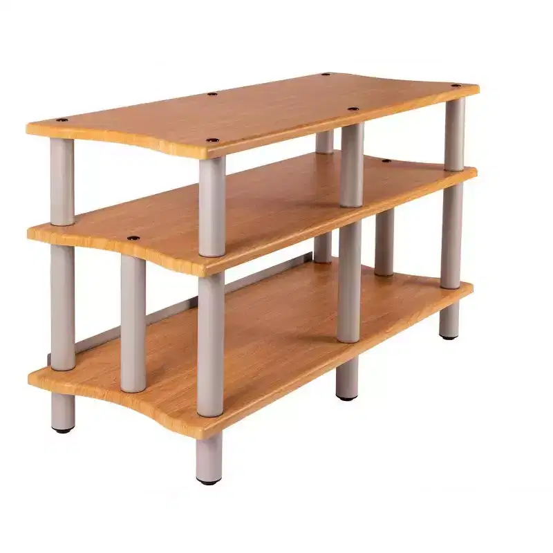Monolith Double-Wide XL 3-Tier AV Stand Maple 300 lbs Weight Capacity Per Shelf Organize Display AV Components Home Theater or Entertainment System