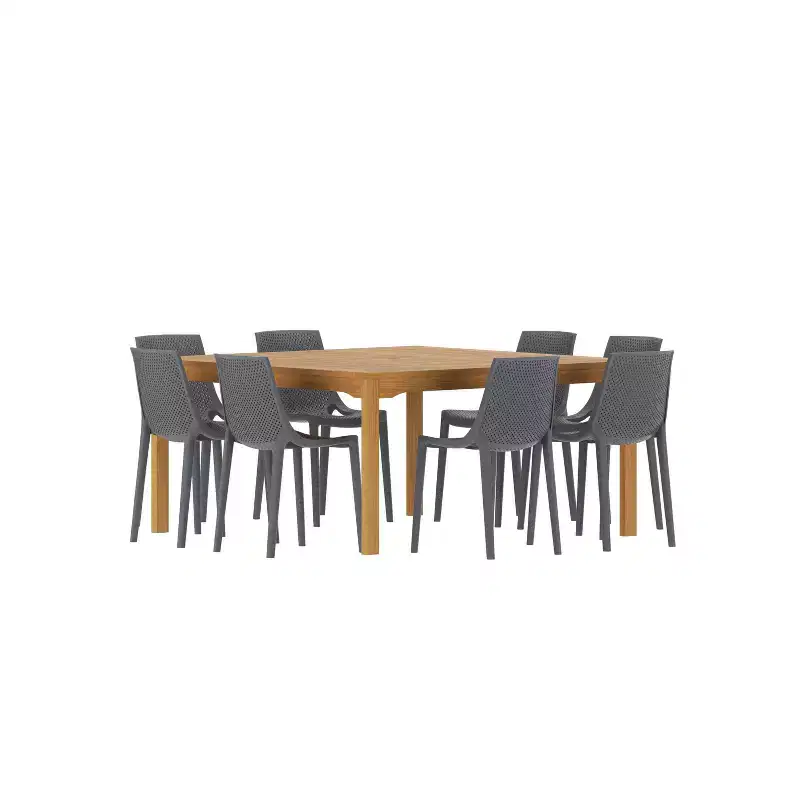 Amazonia Ipanema 9pc Square Outdoor Patio Dining Set Gray