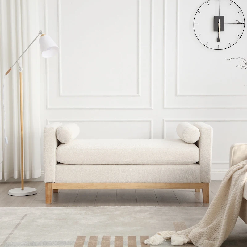 Upholstered Bench with Wood Legs
