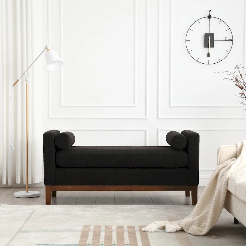 Upholstered Bench with Wood Legs