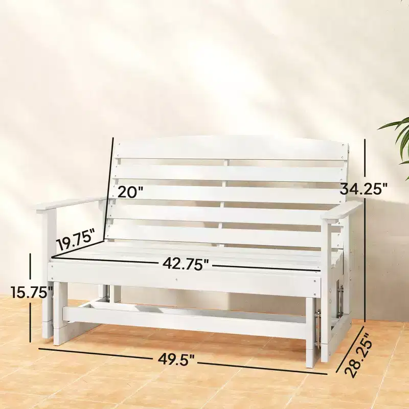 Patio Glider Bench w/ HDPE Slatted Double Rocking Chair