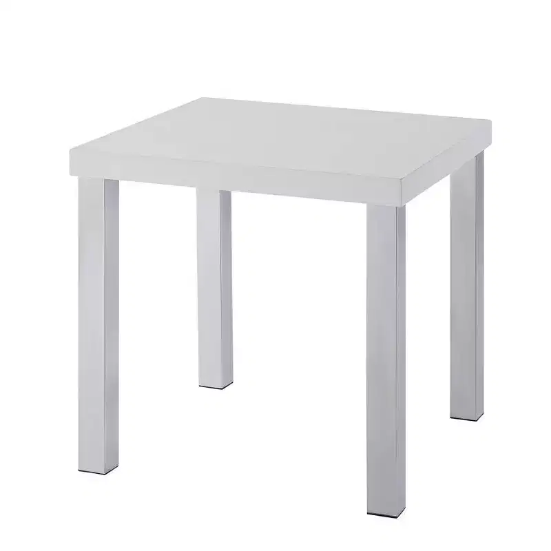 22" Accent Table White High Gloss/Chrome - : Modern Glamour, No Assembly Required