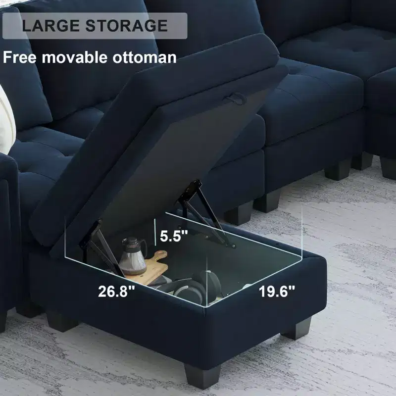 Belffin Modular Velvet Tufted Small Ottoman