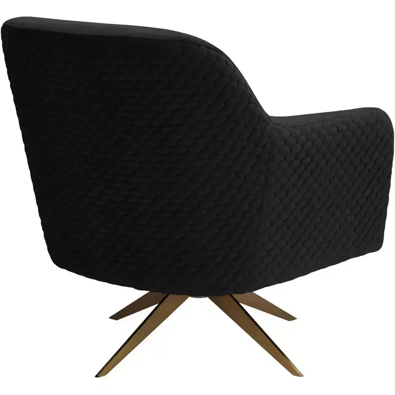 Studio 55D Ames Quilted Onyx Velvet Swivel Chair
