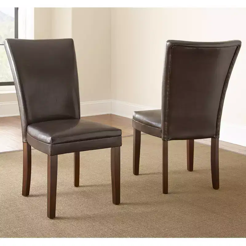 Set of 2 Talbot Parsons Chair Brown - Steve Silver: Upholstered, No Assembly, Wood Legs, Foam Fill