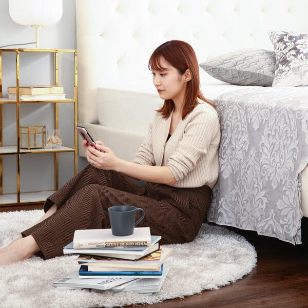 White Semi-Double Bed Frame with Upholstered Headboard