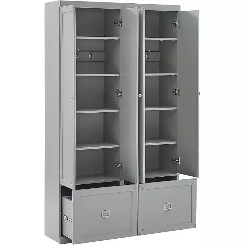 HomeStock 74 in H and 12.5 in.W Metal Utility Storage Cabinets with 2 -Doors and 3 Shelves