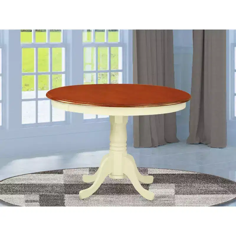 HomeStock Table 42 diameter Round Table, Black/Cherry
