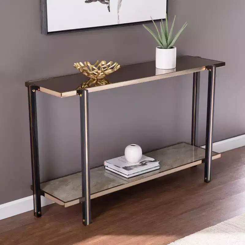 Console Table with Mirrored Top - Champagne