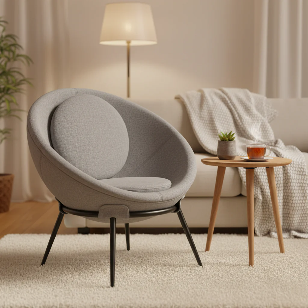 Vintage Upholstered Cup Accent Chair