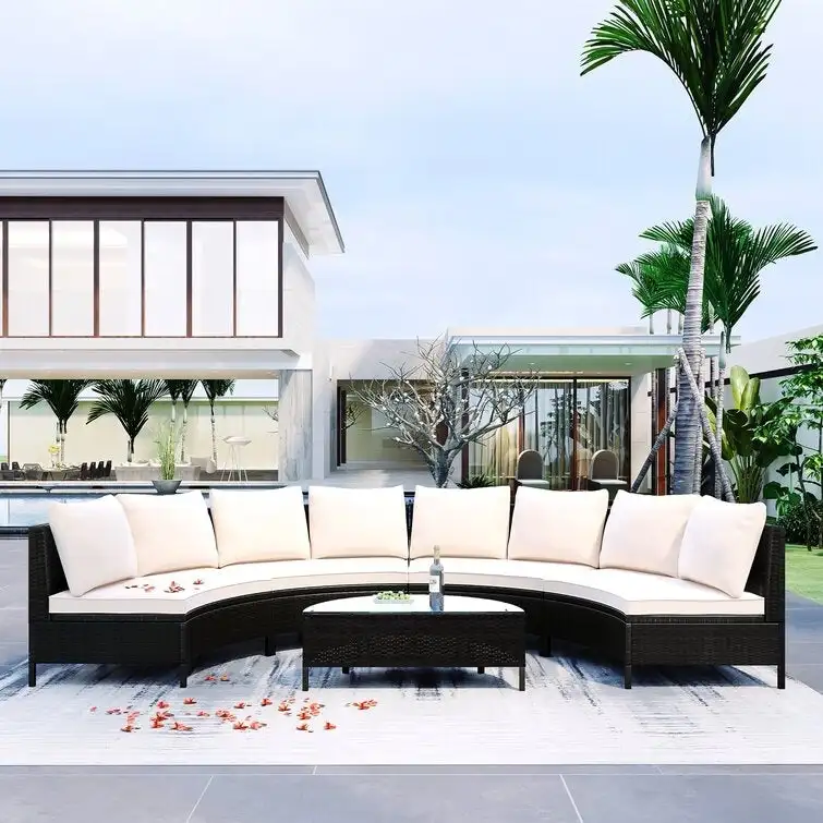 Patio Sofa Set 8 - Person Seating Group with Cushions