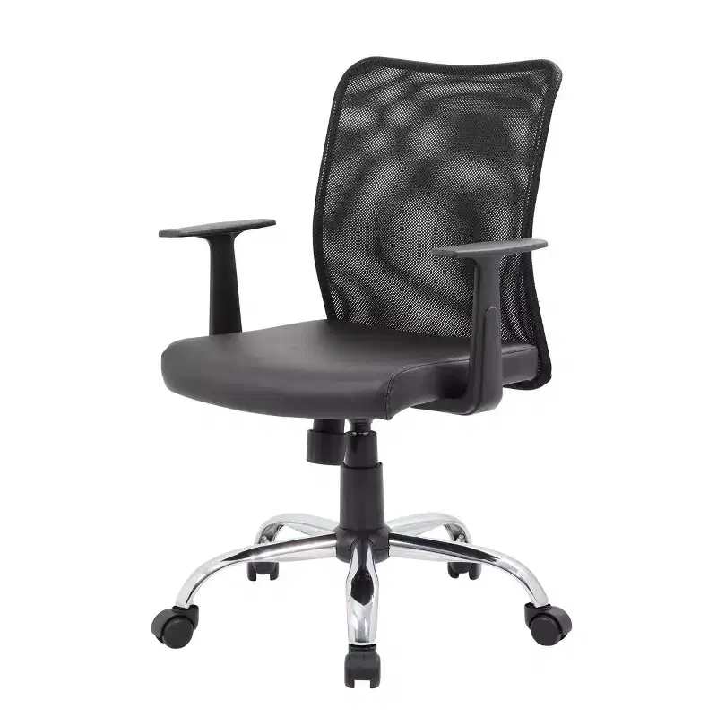 Fixed Arm Budget Mesh Task Chair Black - Boss Office Products: Chrome Base, Pneumatic Lift, Locking Tilt Control