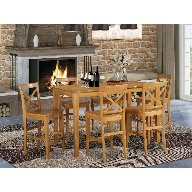 HomeStock Oak Counter Height Dining Set 5 Piece