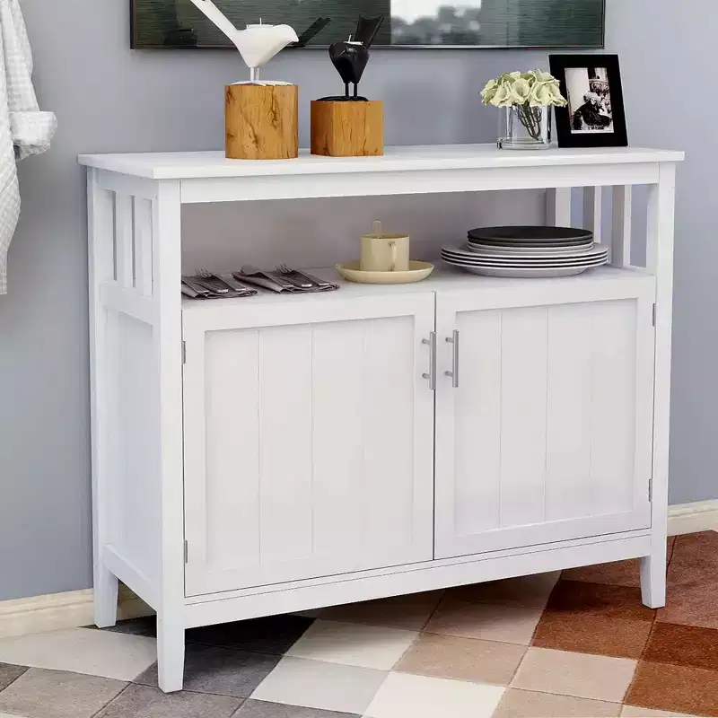 Okak Buffet Cabinet with Storage, Kitchen Sideboard with 1 Open Shelf & 1 Adjustable Shelves, Accent Console Table for Living/Dining Room