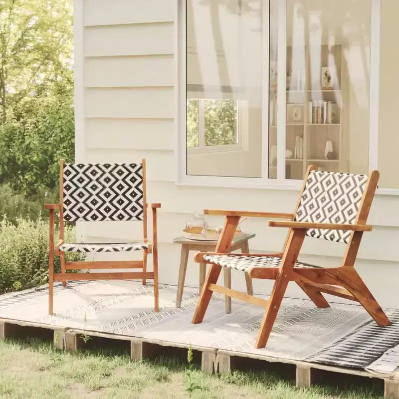 vidaXL Garden Chair Brown and Black Solid Acacia wood, poly rattan