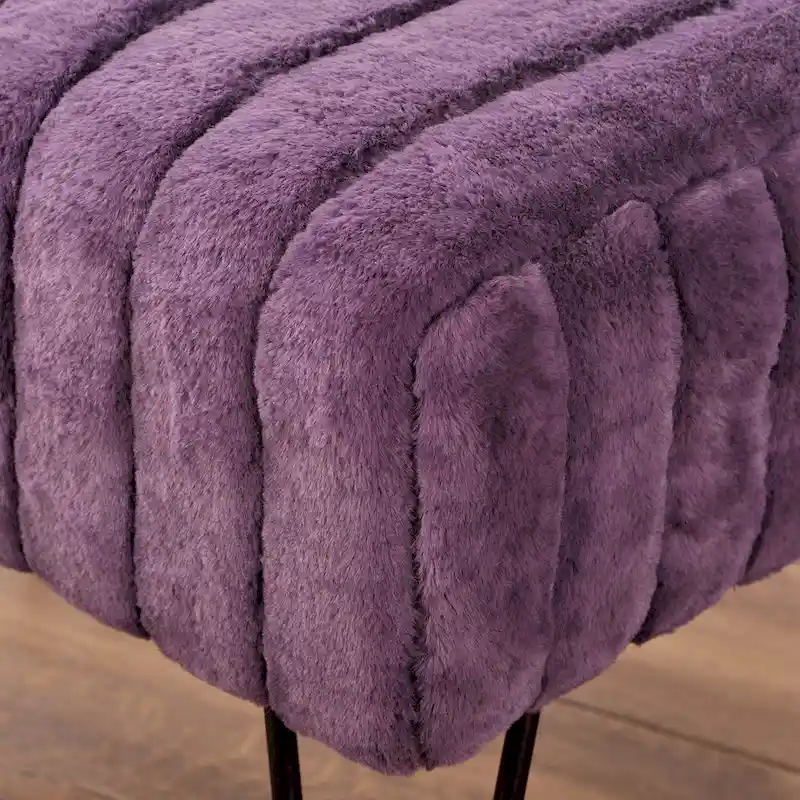 Faux Fur Ottoman Bench, Striped, 1-Person